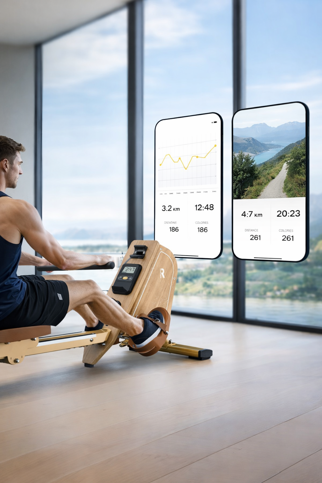 Rameur magnétique compact pour entraînement complet à domicile – OsloRow Core